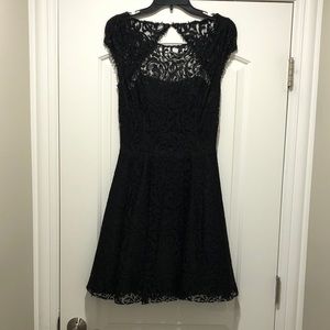 ABS Allen Schwartz Black Lace Fit-and-Flare Dress